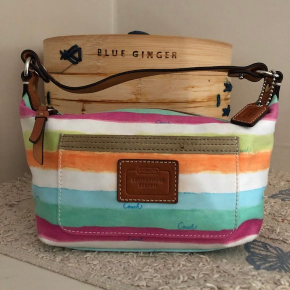 Coach Handbags - ⬇️❗️ Coach Striped Multi Color Cloth Mini Bag